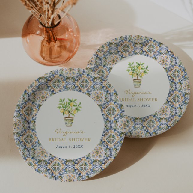 Assiettes En Carton Fête de Mariage Italienne (Italian Lemon Bridal Shower Paper Plates by Painted Paperie
)