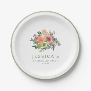 Assiettes En Carton Fête de mariage minimaliste à l'aquarelle orange f