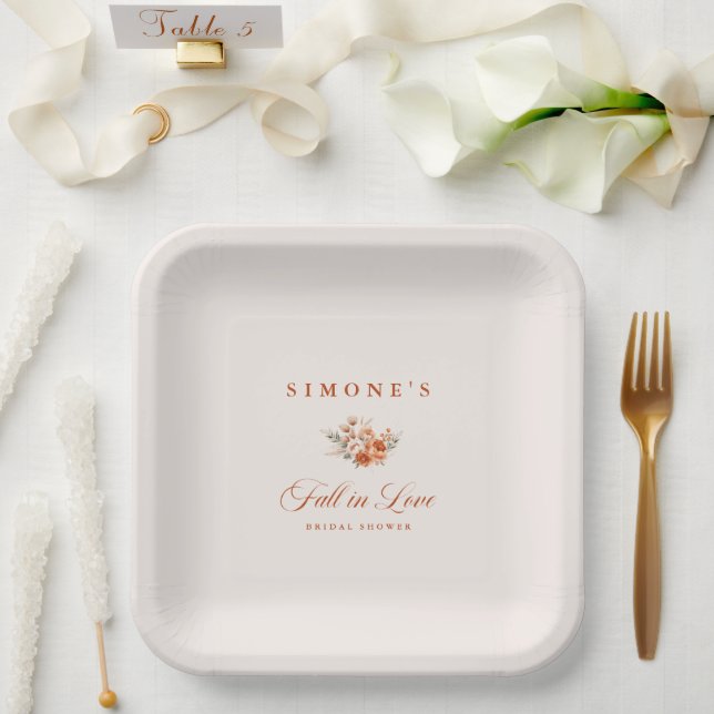 Assiettes En Carton Fête de mariage Moderne Floral Automnal Coup de Fo (Mariage)