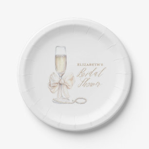 Assiettes En Carton Fête de mariage Perles et Prosecco