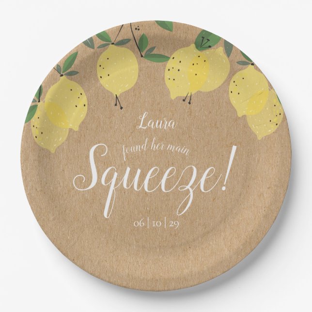 Assiettes En Carton Fête de mariage Rustic Main Squeeze Lemons (Devant)
