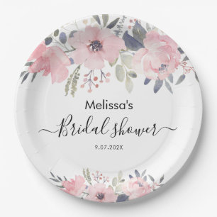 Assiettes En Carton Fête de mariage rustique avec écriture florale ros