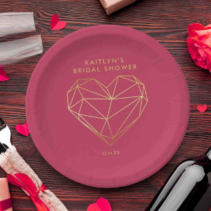 Assiettes En Carton Fête de mariage Saint-Valentin Cœur Géométrique