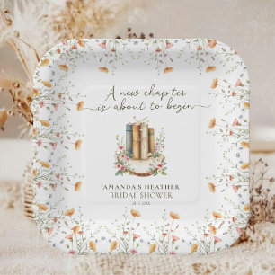 Assiettes En Carton Fête de Mariage Thématique Livres Illustrés de Fle