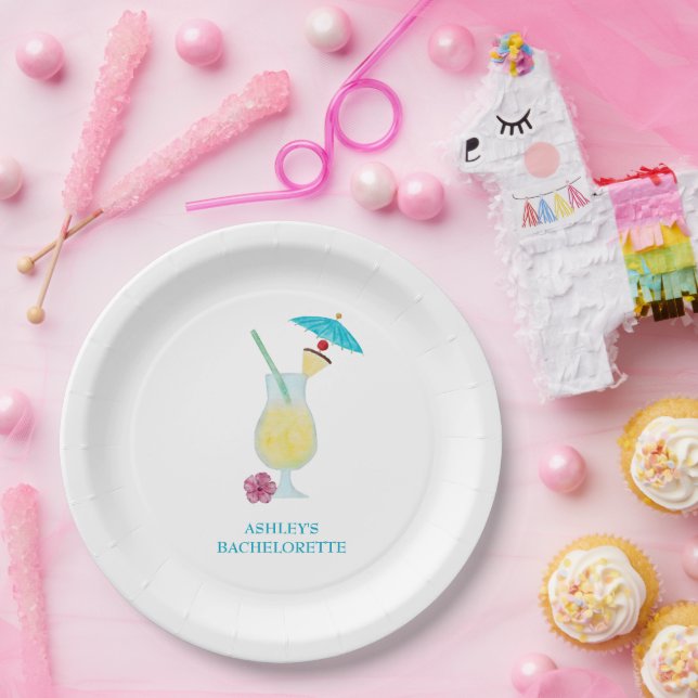 Assiettes En Carton Fête de mariage tropical Pina Colada (Fête)
