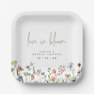 Assiettes En Carton Fête de Mariée Fleurs Sauvages en Fleur