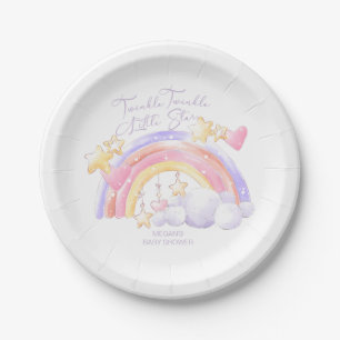 Assiettes En Carton Fête de Naissance Arc-en-Ciel Bébé Twinkle Twinkle