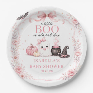 Assiettes En Carton Fête de Naissance Bébé Boo Rose est Presque Là