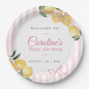 Assiettes En Carton Fête de naissance Coquette Lemon Rose