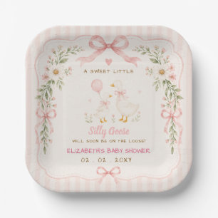 Assiettes En Carton Fête de naissance de bébé fille au canard rose fle