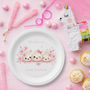Assiettes En Carton Fête de Naissance de Bébé Fille au Petit Bao