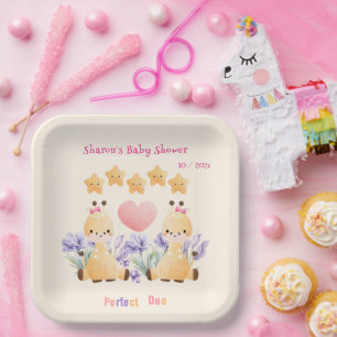Assiettes En Carton Fête de naissance de jumeaux   Fête de naissance d
