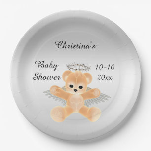 Assiettes En Carton Fête de naissance Fille / Garçon Ourson ange orang