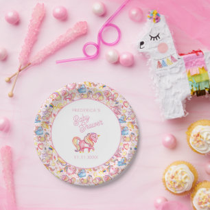 Assiettes En Carton Fête de naissance Licornes Fantaisistes pour Bébé