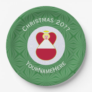 Assiettes En Carton Fête de Noël Angel Drapeau Bahaman