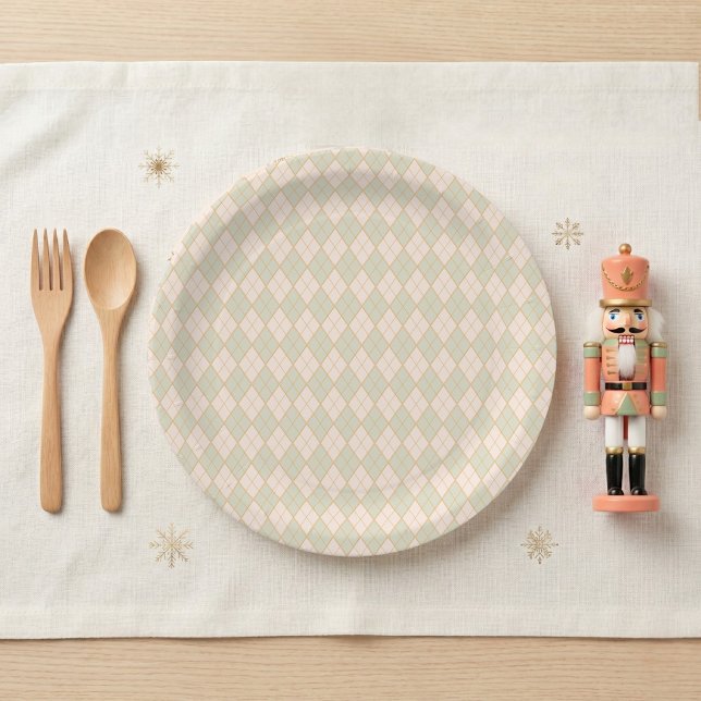 Assiettes En Carton Fête de Noël argyle chic (Preppy Argyle Winter Wonderland Christmas Party Paper Plate)