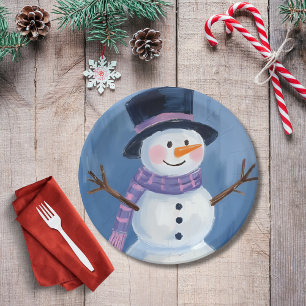 Assiettes En Carton Fête de Noël de Frosty le Bonhomme de Neige