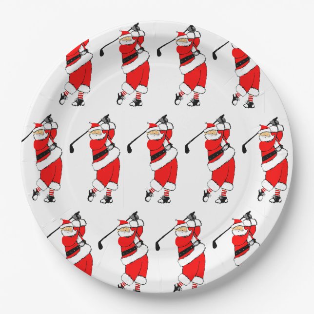 Assiettes En Carton Fête de Noël de golf (Devant)