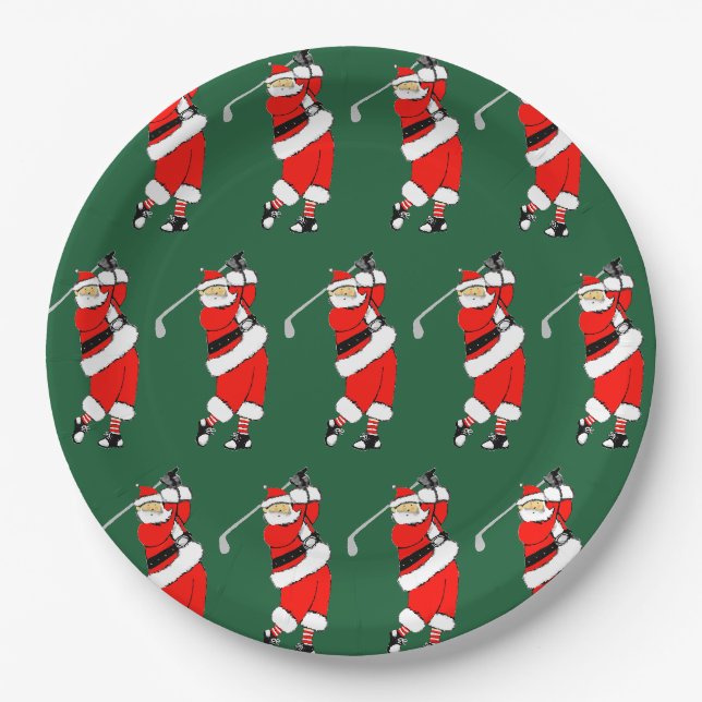 Assiettes En Carton Fête de Noël de golf (Devant)