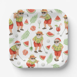 Assiettes En Carton Fête de Noël de golf Thème de golf pour golfeur