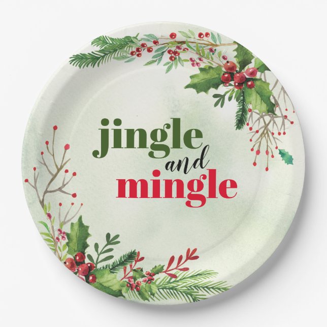 Assiettes En Carton Fête de Noël de Jingle et Mingle (Devant)