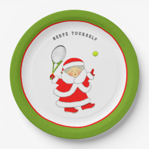 Assiettes En Carton Fête de Noël de tennis