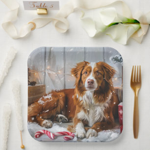 Assiettes En Carton Fête de Noël du chien de canard de la Nouvelle-Éco