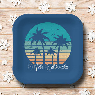 Assiettes En Carton Fête de Noël du coucher de soleil tropical de Mele