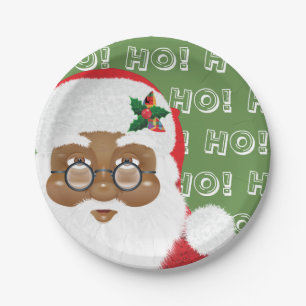 Assiettes En Carton Fête de Noël du Père Noël afro-américain