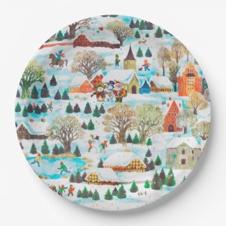 Assiettes En Carton Fête de Noël du Père Noël Snowman Penguin