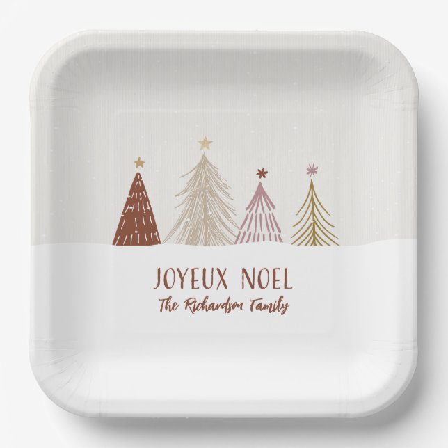 Assiettes En Carton Fête de Noël Joyeux Noël Chic de Fête (Recto)