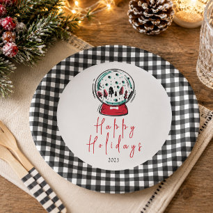 Assiettes En Carton Fête de Noël Magique dans un Flocon de Neige