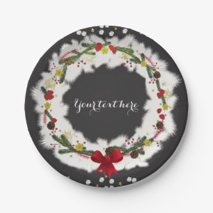 Assiettes En Carton Fête de Noël Russe White Pine Wreath