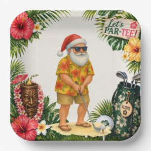 Assiettes En Carton Fête de Noël sur le thème du golf à Hawaï