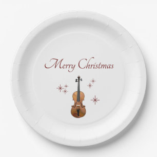 Assiettes En Carton Fête de Noël Violon Snowflakes Musical