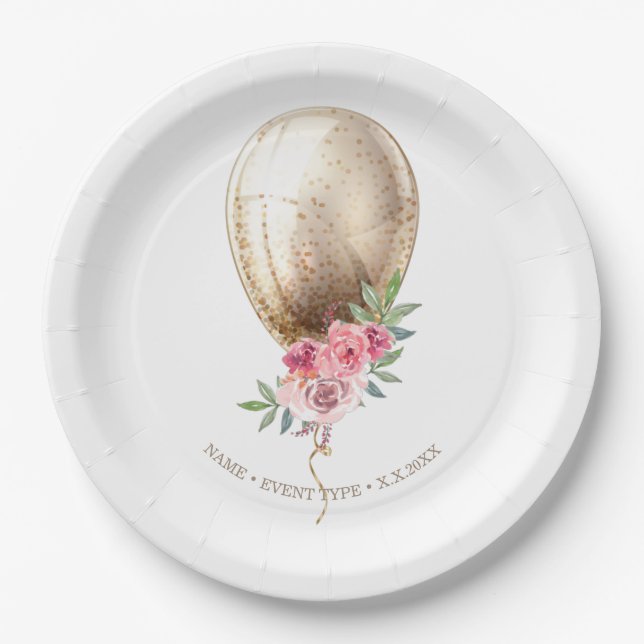 Assiettes En Carton Fête de Parties scintillant de luxe Beige personna (Devant)