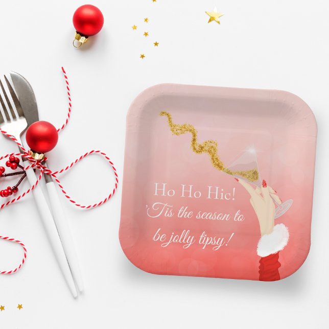 Assiettes En Carton Fête de Parties scintillant de Noël Martini Glass  (Vibrant Martini Celebration: Customize and Embrace the Festive Merriment!)