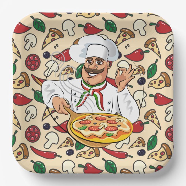 Assiettes En Carton Fête de pizza  (Recto)