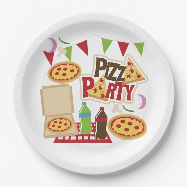 Assiettes En Carton Fête de Pizza (Devant)