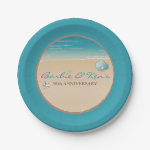 Assiettes En Carton Fête de plage, océan