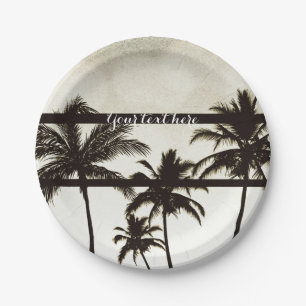 Assiettes En Carton Fête de plage Palmiers Tropicale Nuit blanche chau