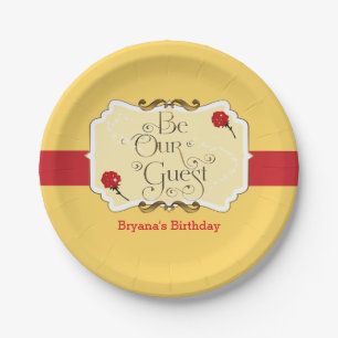 Assiettes En Carton Fête de Princesse Rose Jaune et Rouge Sois notre I