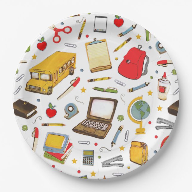 Assiettes En Carton Fête de Professeurs d'École (Devant)