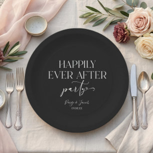 Assiettes En Carton Fête de Réception de Mariage Heureux à Tout Jamais