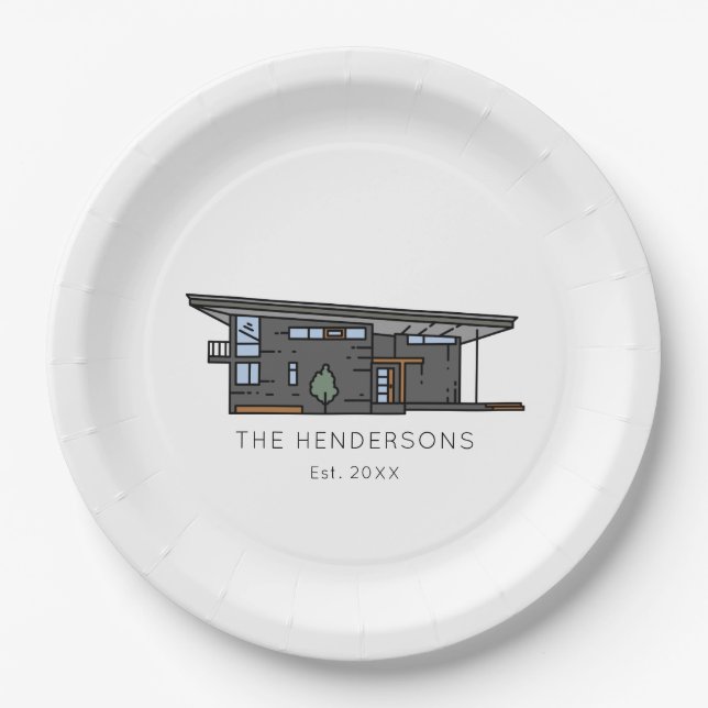 Assiettes En Carton Fête de réchauffement de la maison moderne (Devant)