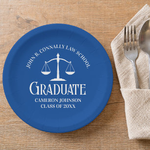 Assiettes En Carton Fête de remise de diplôme de l'école de droit bleu
