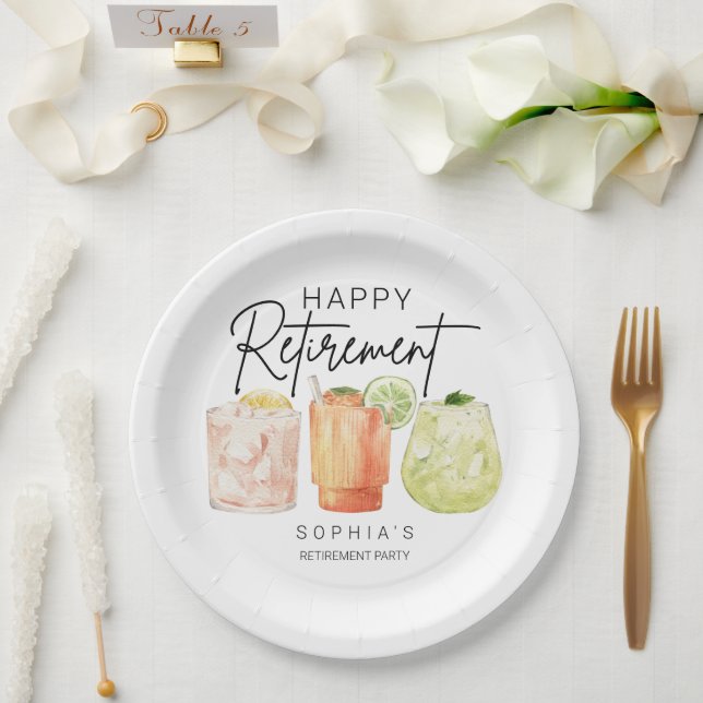 Assiettes En Carton Fête de Retraite (Mariage)