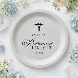 Assiettes En Carton Fête de retraite élégante de caducée médical