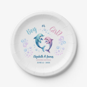 Assiettes En Carton Fête de révélation du sexe Garçon ou Fille Animaux