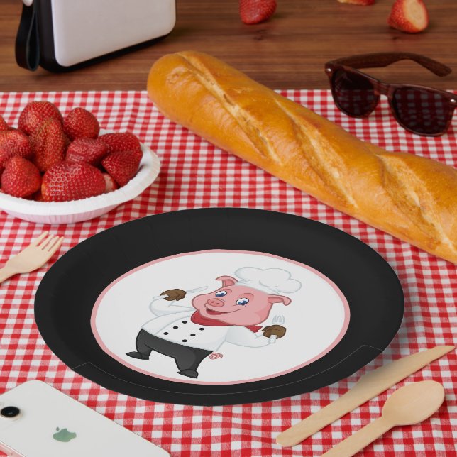 Assiettes En Carton Fête de rôti de porc mignonne (Pique-nique)